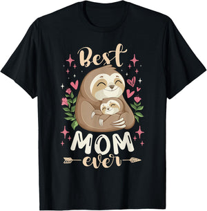 Best Mom Ever, Sloth Mother & Child, Mother's Day T-Shirt - T-Shirt | Black