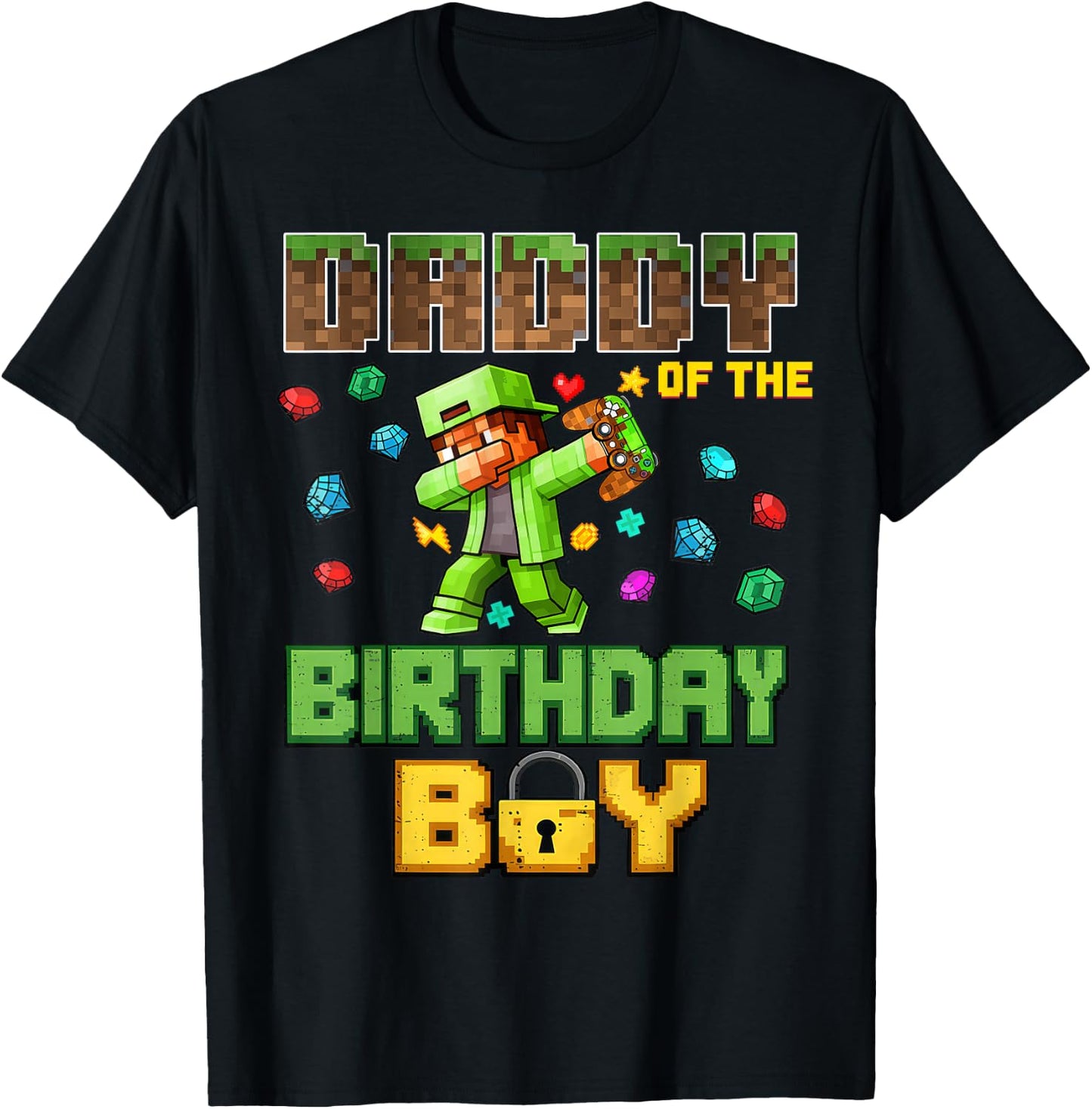 Mommy Daddy of The Birthday Boy Video Gamer Pixel Dab Number T-Shirt - T-Shirt | Black