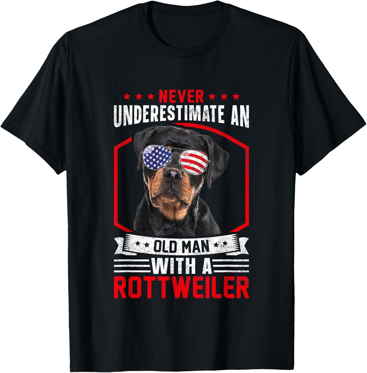 Grandpa Father Dog - Never Underestimate Old man Rottweiler T-Shirt - T-Shirt | Black