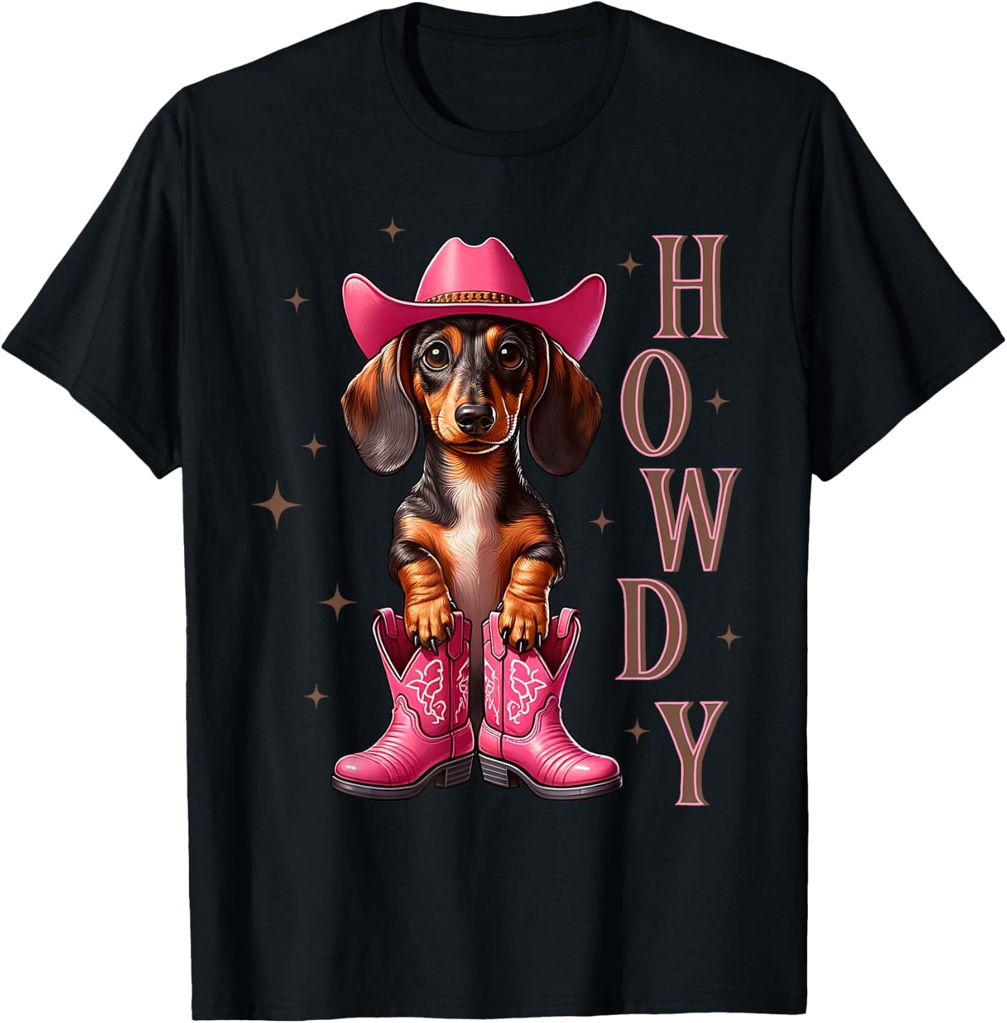 Howdy Dackel Cowboy Westernhund Cowgirl Damen Mädchen T-Shirt - T-Shirt | Black