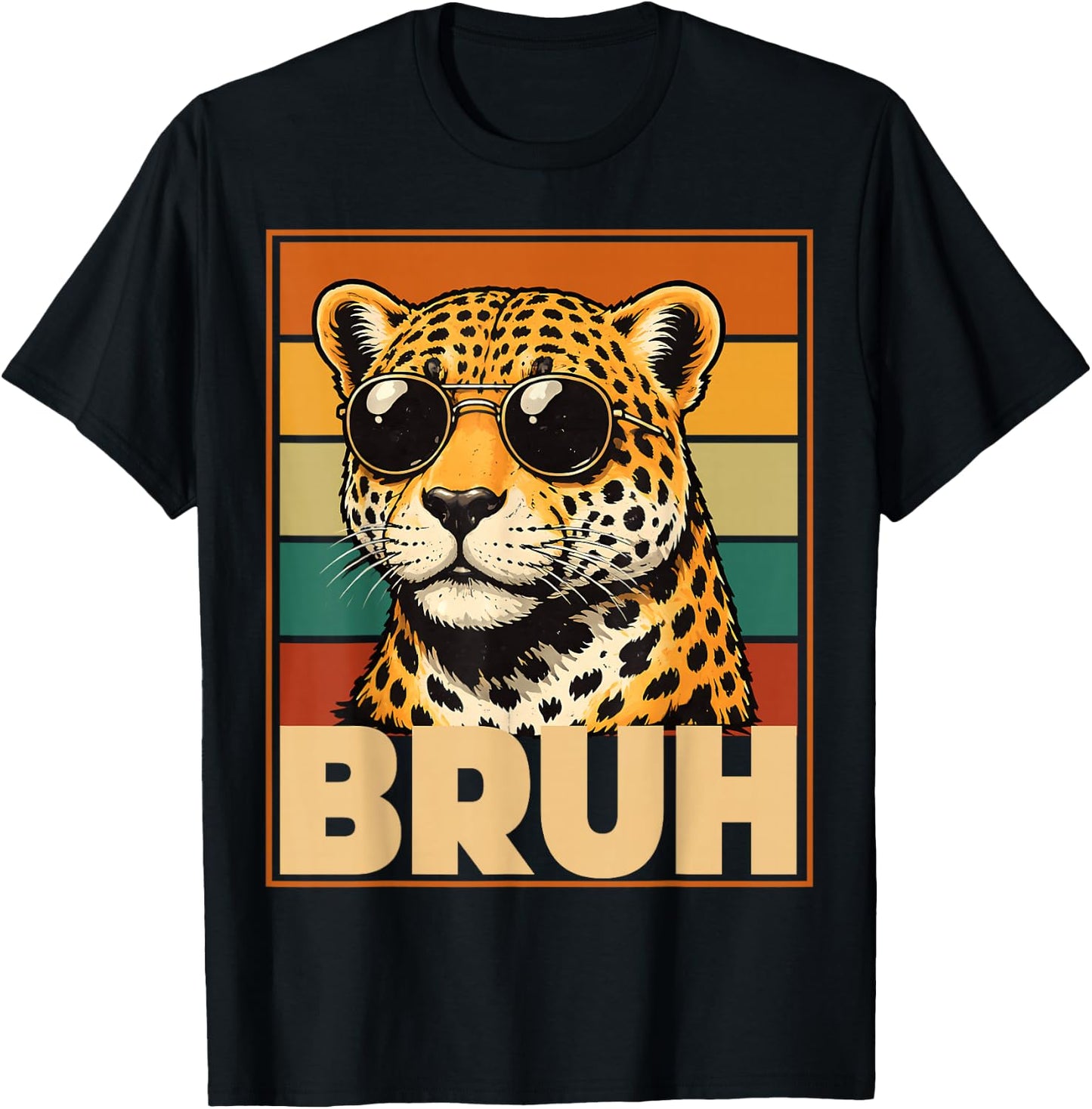 Bruh Cheetah Meme Men Boys Animal Print Kids T-Shirt - T-Shirt | Black