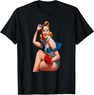 Femme pin up , Black, S T-Shirt - T-Shirt | Black