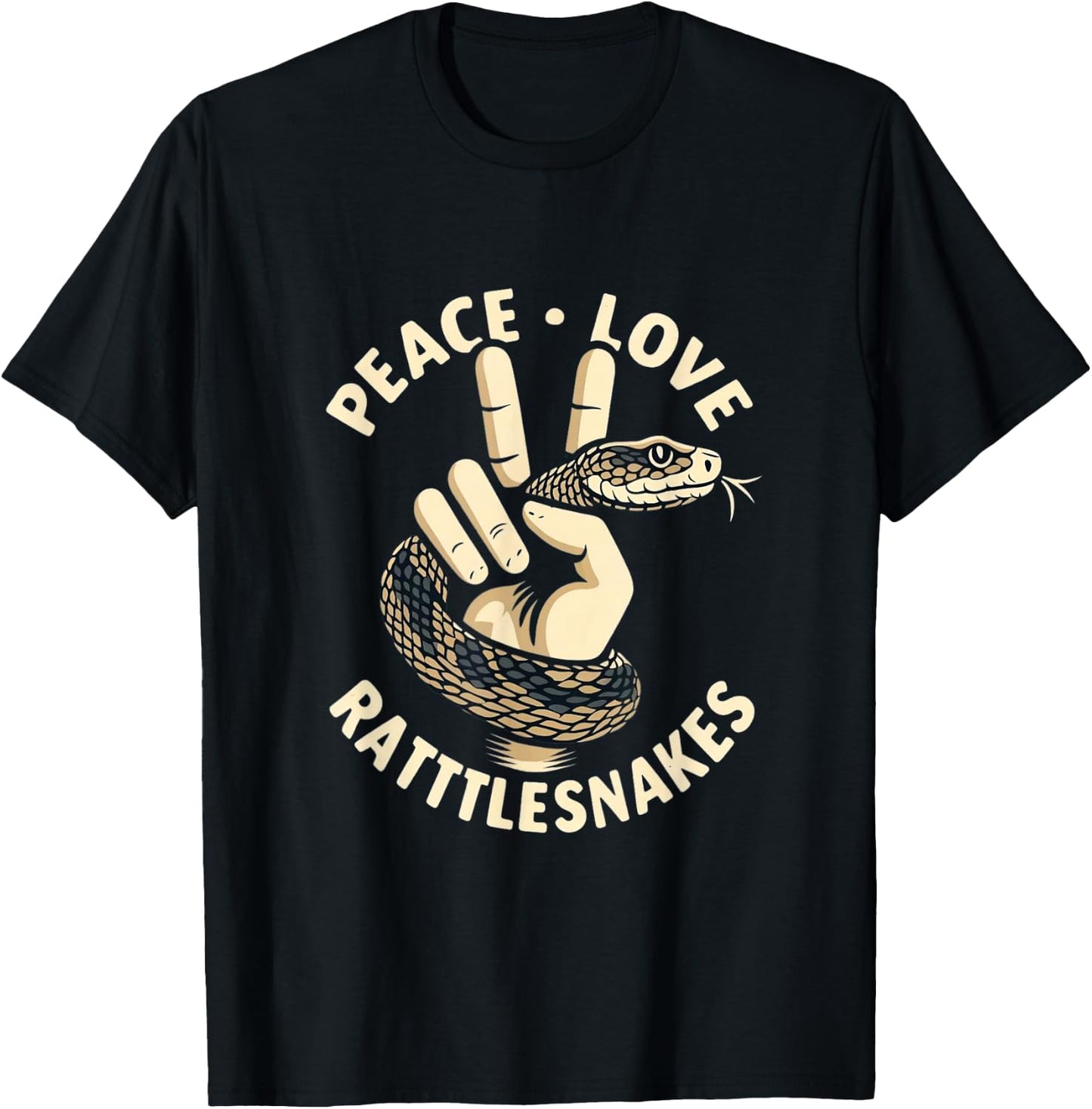 Rattlesnake Shirt Snake Herpetology Peace Love Rattlesnake T-Shirt - T-Shirt | Black