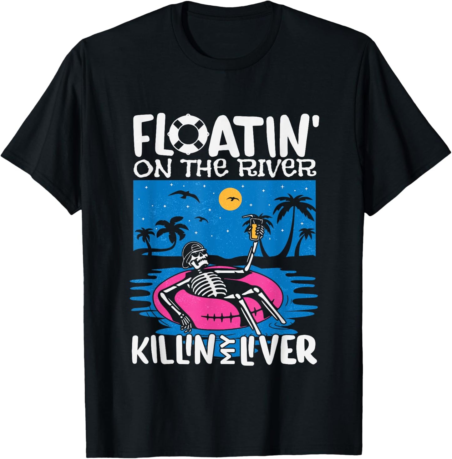 Funny Floatin on the river tubing float trip graphic T-Shirt - T-Shirt | Black