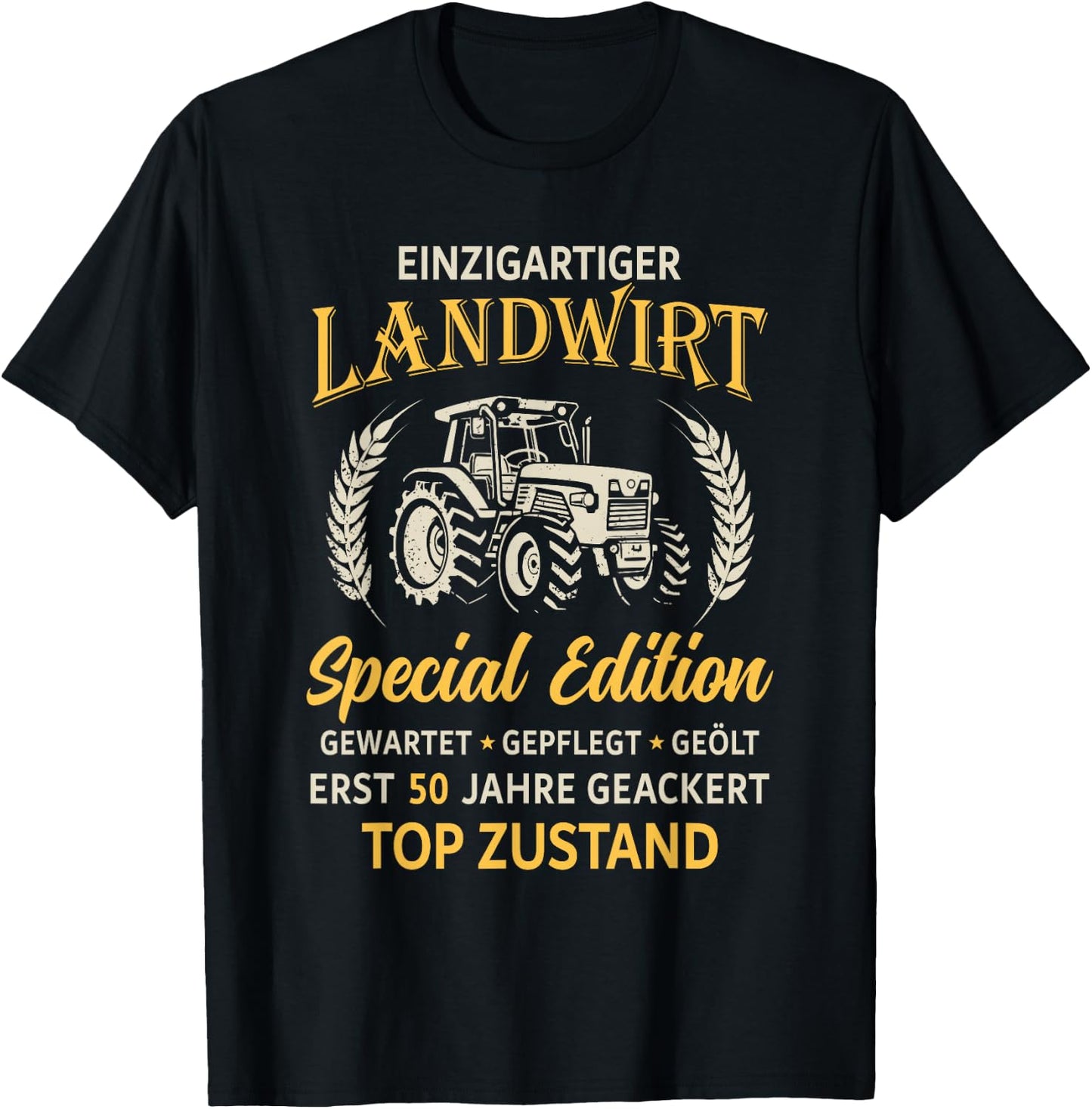 50th Birthday Farmer Tractor Farmer , black T-Shirt - T-Shirt | Black