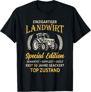 50th Birthday Farmer Tractor Farmer , black T-Shirt - T-Shirt | Black