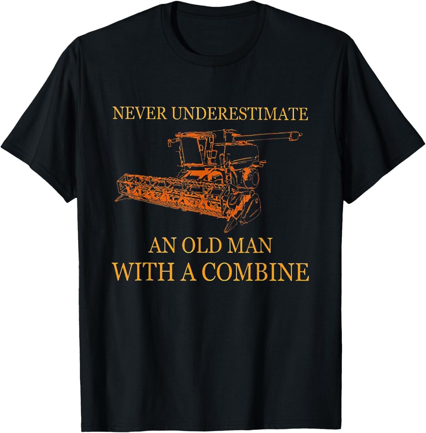 Never Underestimate an Old Man with A Combine T-Shirt - T-Shirt | Black