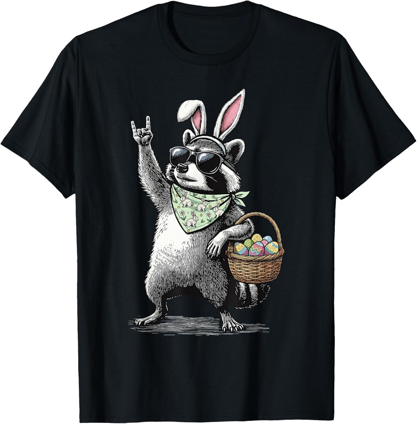 Retro Ostern Waschbär Lustiges Ostern T-Shirt - T-Shirt | Black