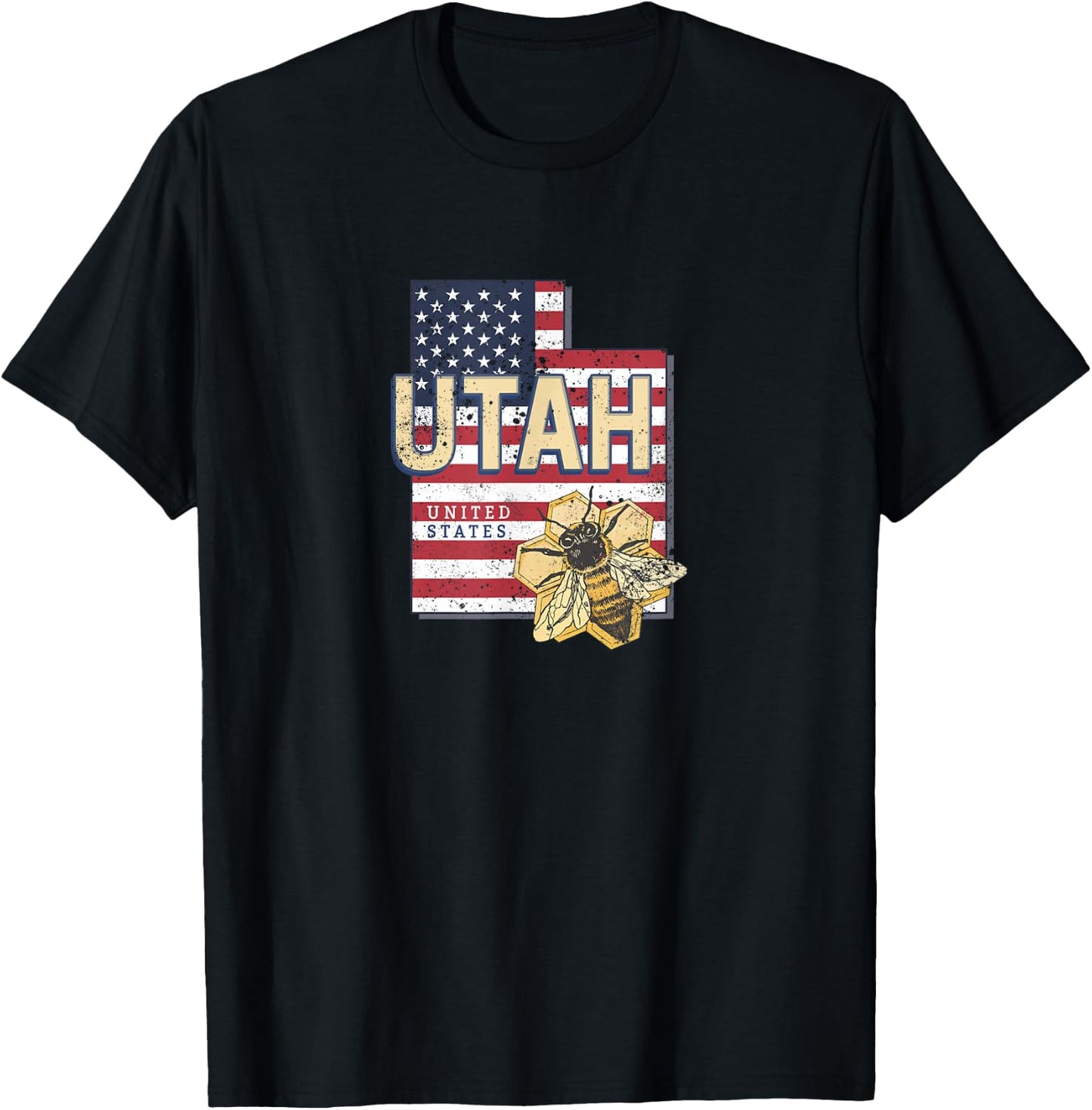 Utah with Bee United States retro map Vintage USA souvenir T-Shirt - T-Shirt | Black