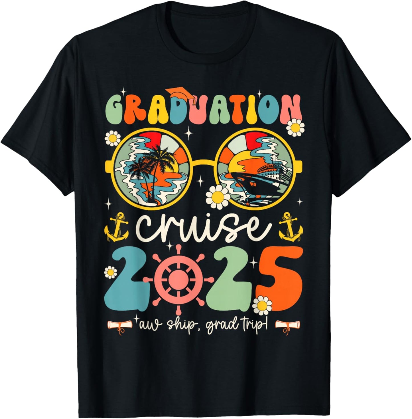 Graduation Cruise Squad Funny Cruising Graduation 2025 T-Shirt - T-Shirt | Black