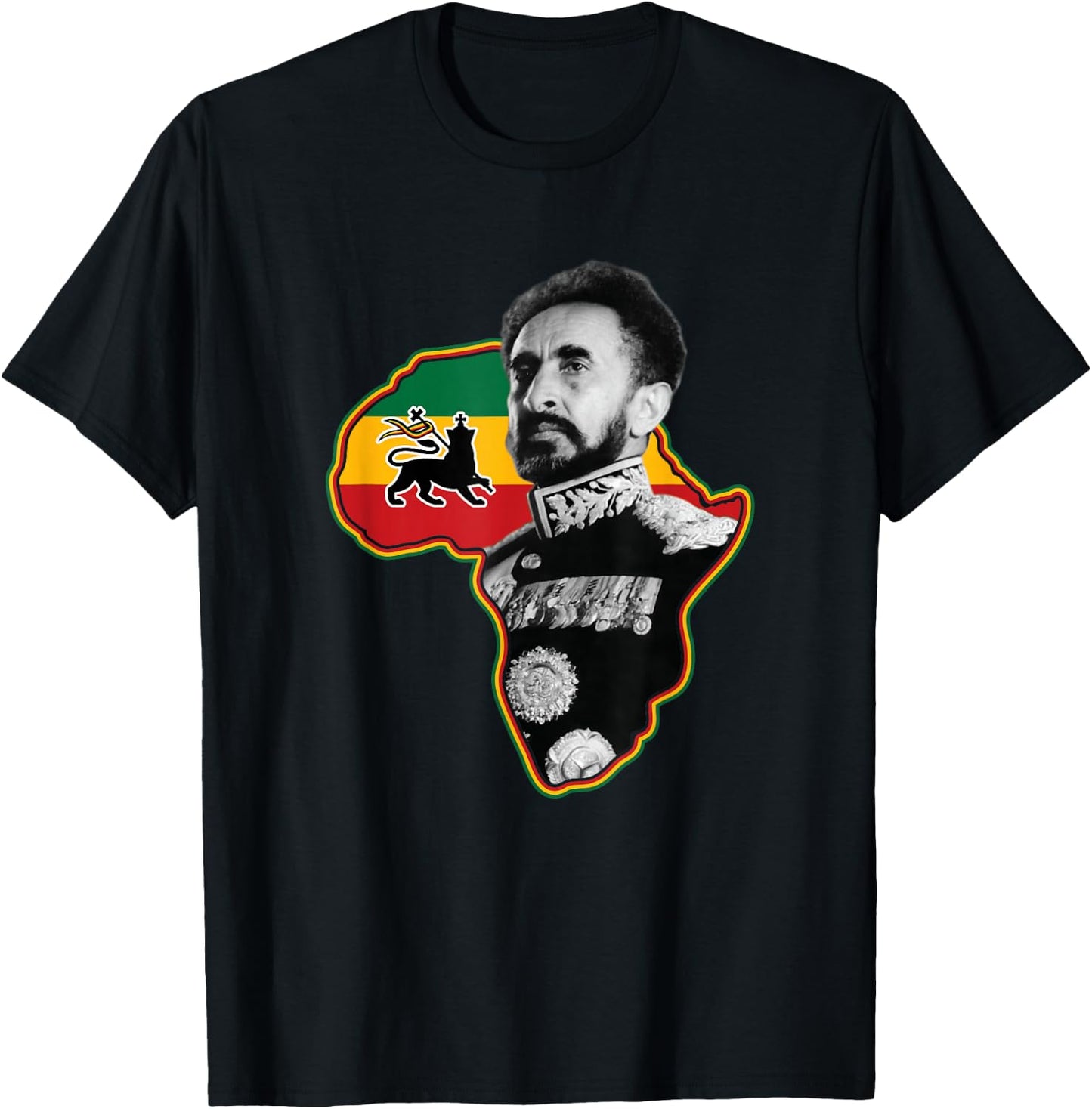 African Hero Haile Selassie I T-Shirt - T-Shirt | Black