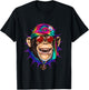 Tie Dye Hippie Monkey Hippiness Peace Love Monkey T-Shirt - T-Shirt | Black