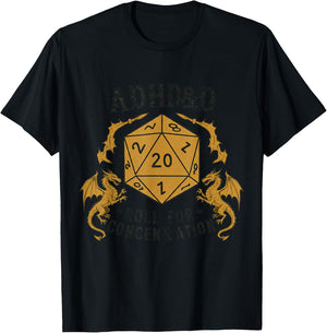 ADHD&D Roll for Humor Concentration RPG , grey, S T-Shirt - T-Shirt | Black