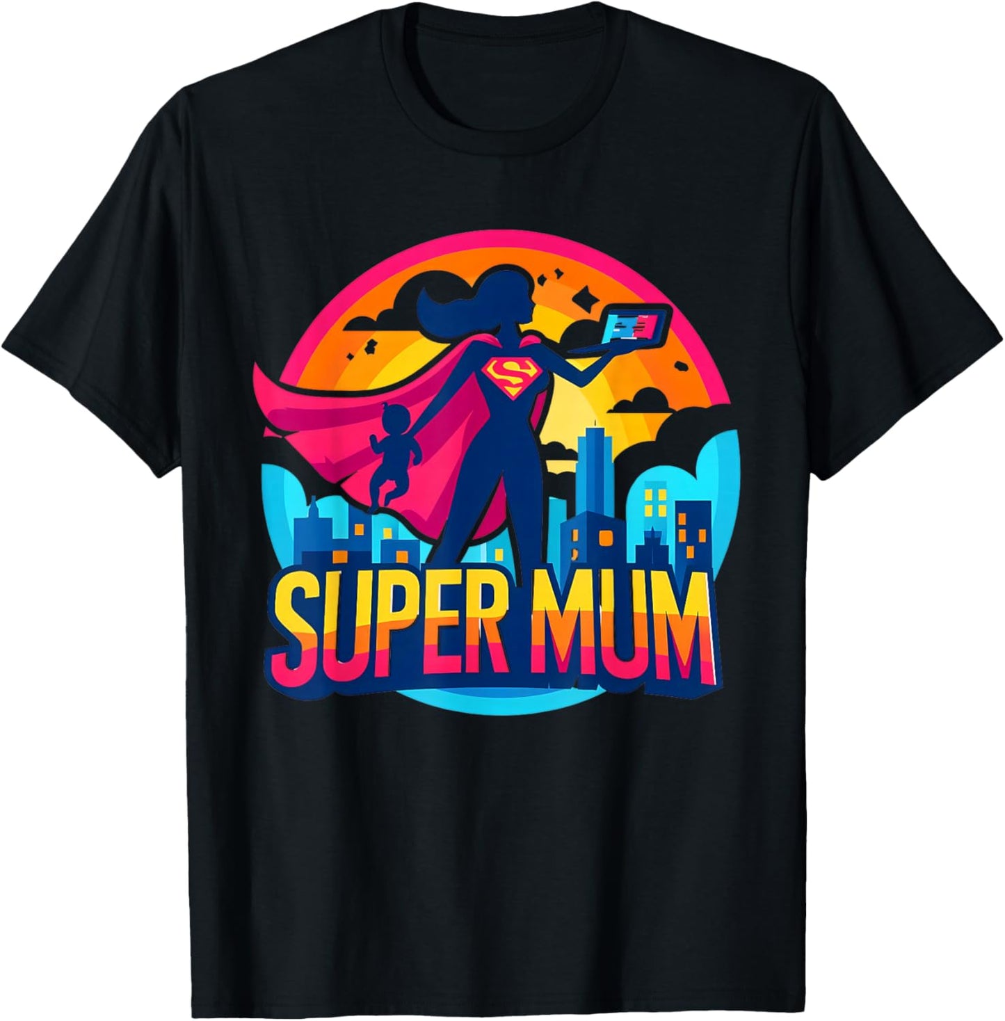 Birthday Gifts For Mom - Super Mum , Black, S T-Shirt - T-Shirt | Black