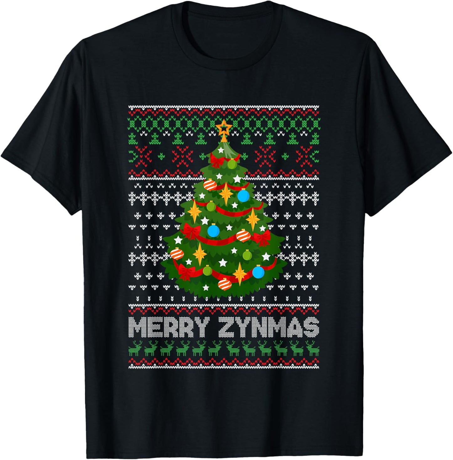 Merry Zynmas Christmas Tree T-Shirt - T-Shirt | Black
