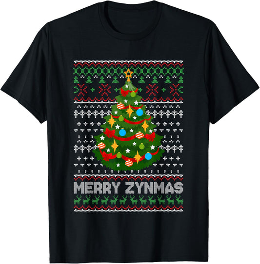 Merry Zynmas Christmas Tree T-Shirt - T-Shirt | Black