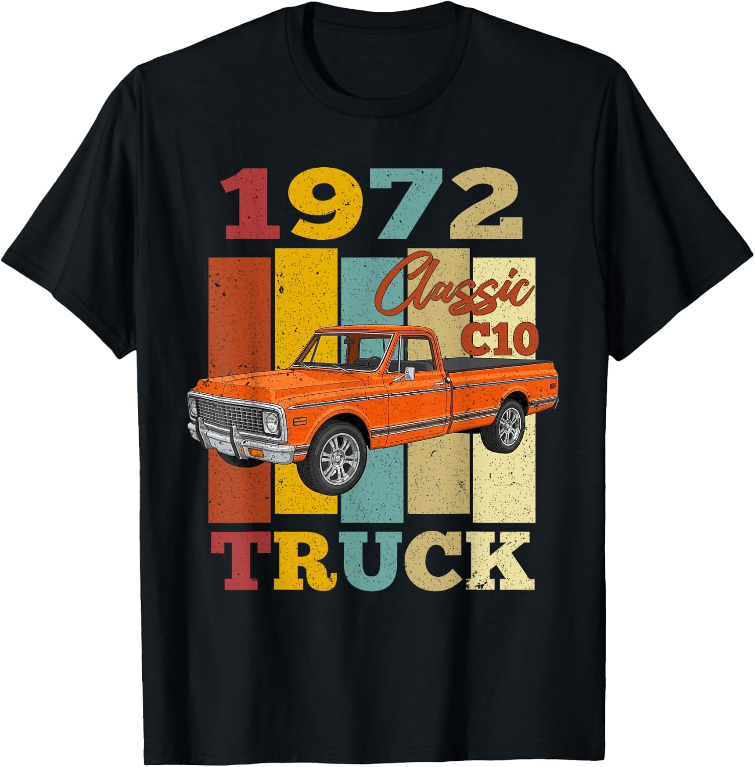 1972 C10 Truck Vintage 72 Silhouette Classic Old Hot Rod T-Shirt - T-Shirt | Black