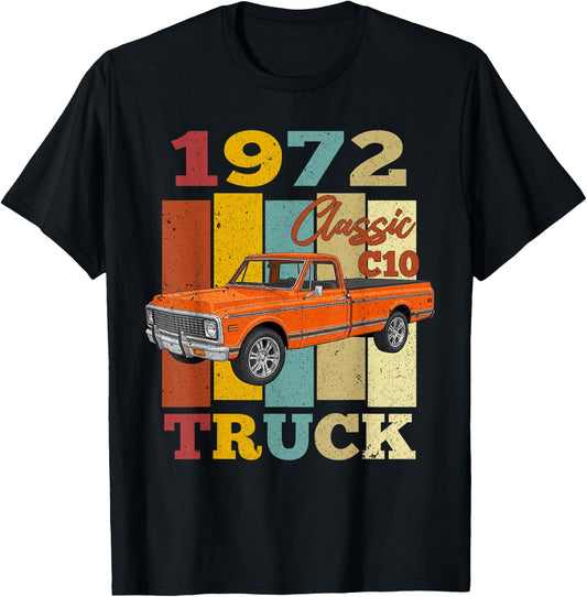 1972 C10 Truck Vintage 72 Silhouette Classic Old Hot Rod T-Shirt - T-Shirt | Black