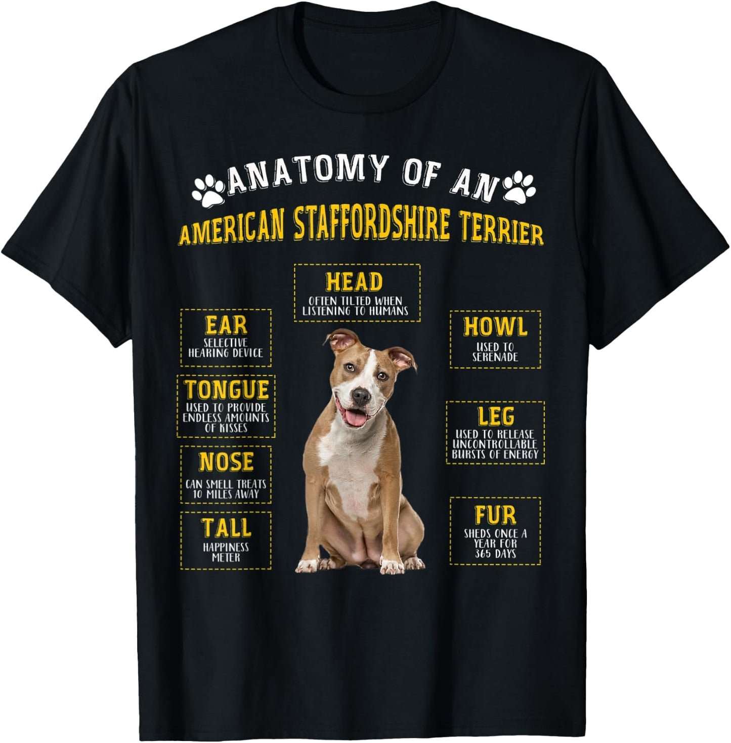 Lustige Anatomie AmStaff Geschenke für Frauen und Männer T-Shirt - T-Shirt | Black