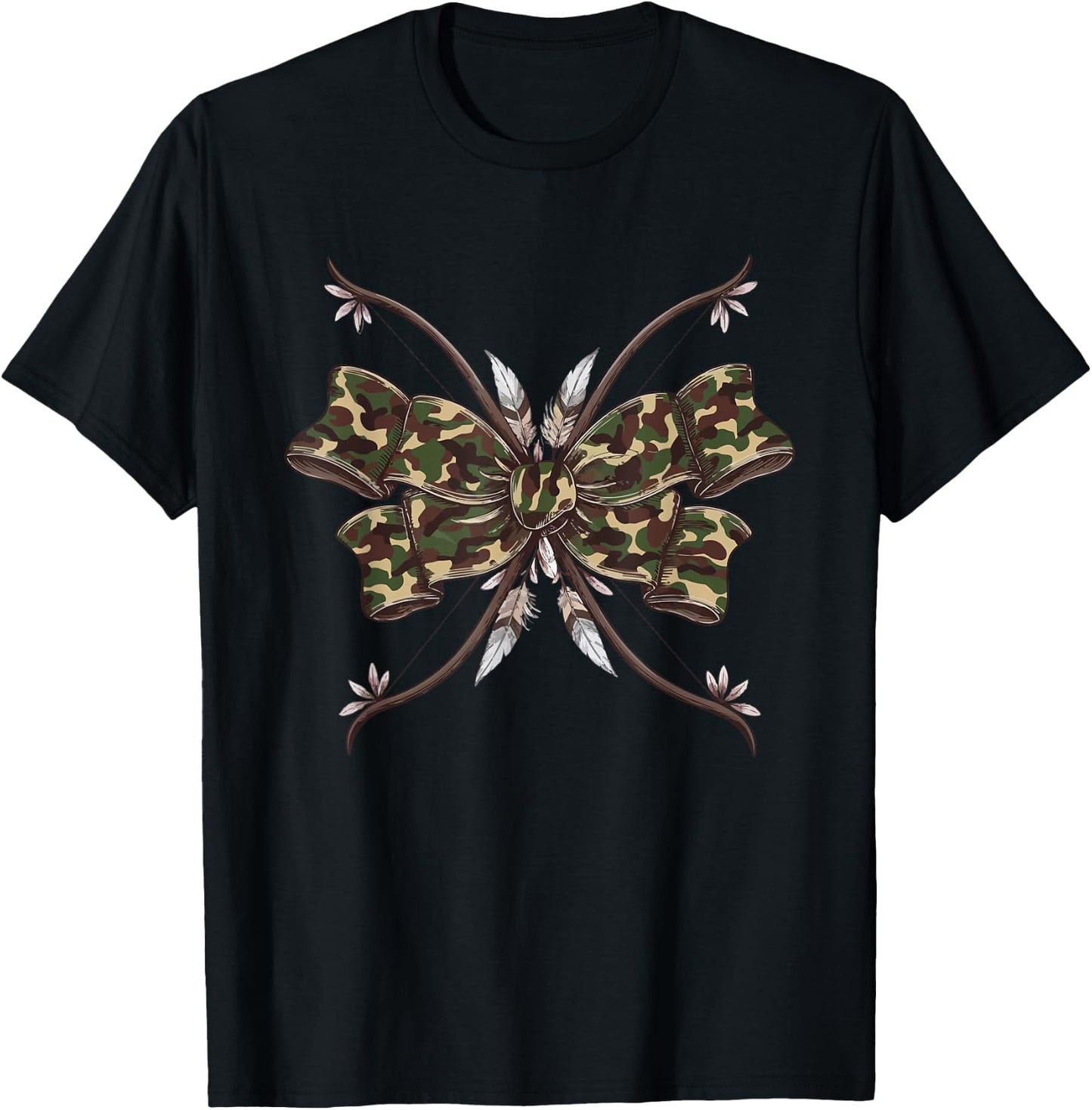 Coquette Camo Bow Camouflage Antlers Hunting Duck Women Girl T-Shirt - T-Shirt | Black