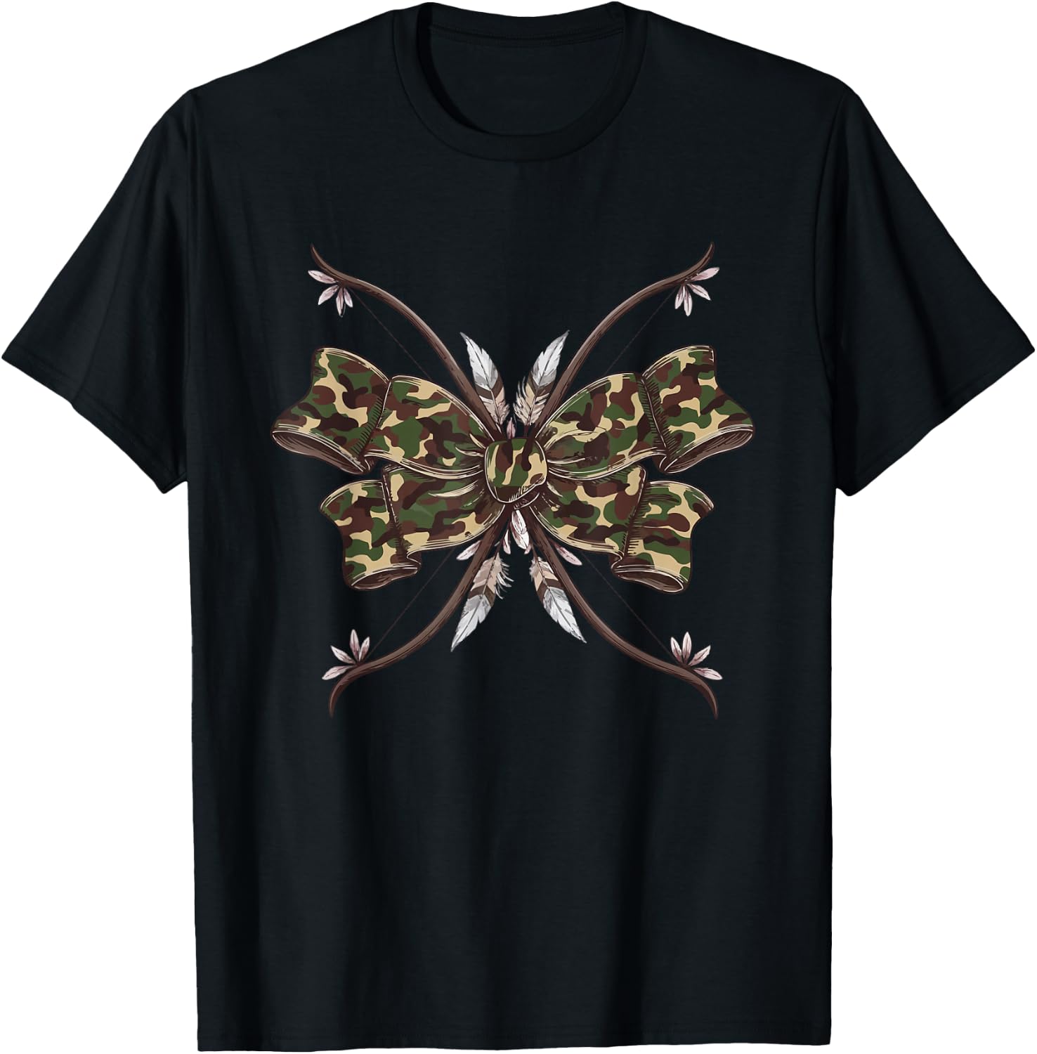 Coquette Camo Bow Camouflage Antlers Hunting Duck Women Girl T-Shirt - T-Shirt | Black