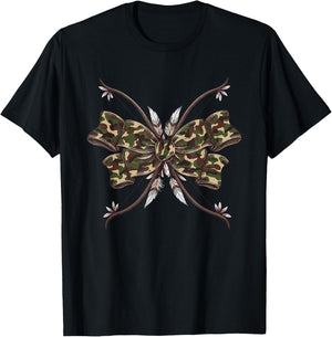 Coquette Camo Bow Camouflage Antlers Hunting Duck Women Girl T-Shirt - T-Shirt | Black