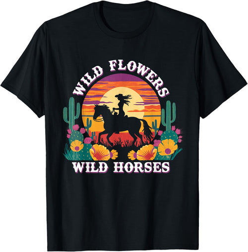 Girl Horse Riding Wild Flowers Wild Horses Sunset Cowgirl