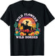 Girl Horse Riding Wild Flowers Wild Horses Sunset Cowgirl T-Shirt - T-Shirt | Black
