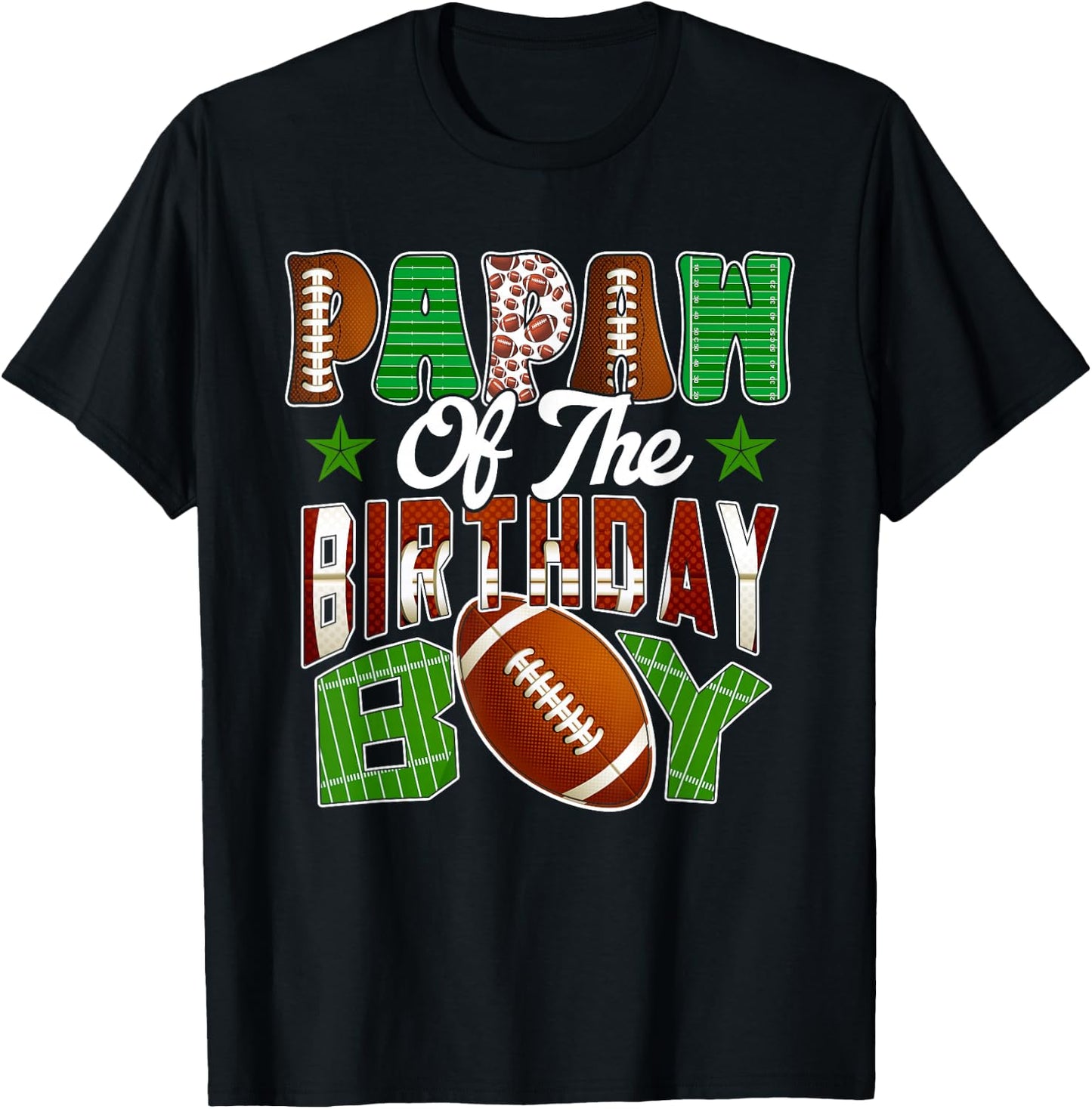 Papaw of The Birthday Boy Football Party Family Matching T-Shirt - T-Shirt | Black