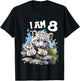 Kids 8 Years old 8 birthday Snow Leopards Boy girl Snow Leopard T-Shirt - T-Shirt | Black