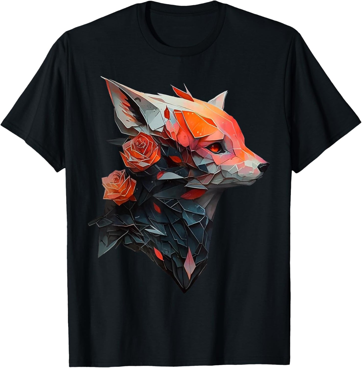 @n!mal Fox Art Tierliebhaber Motiv Tiere , Kind, , Kurzarm, , Schwarz, S T-Shirt - T-Shirt | Black