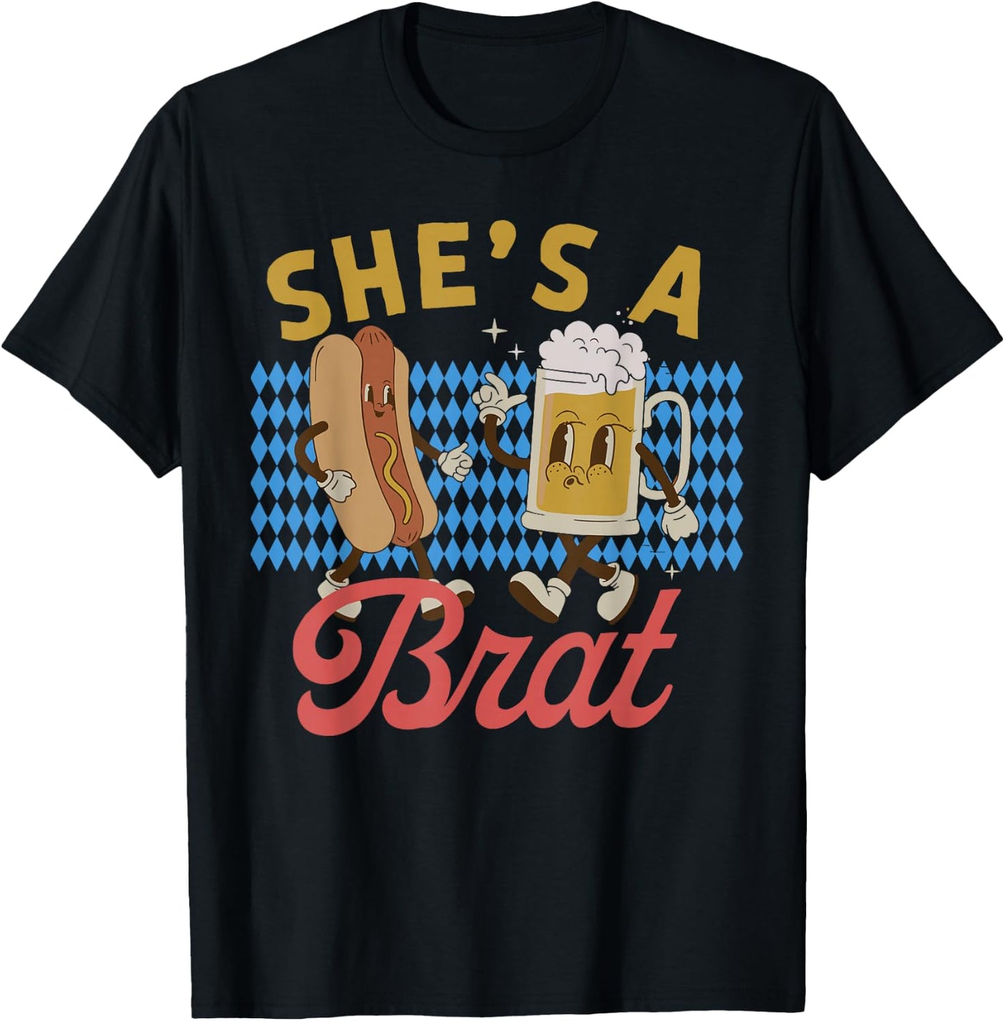 Funny Oktoberfes Hes the Wurst Shes a Brat Couples Matching T-Shirt - T-Shirt | Black