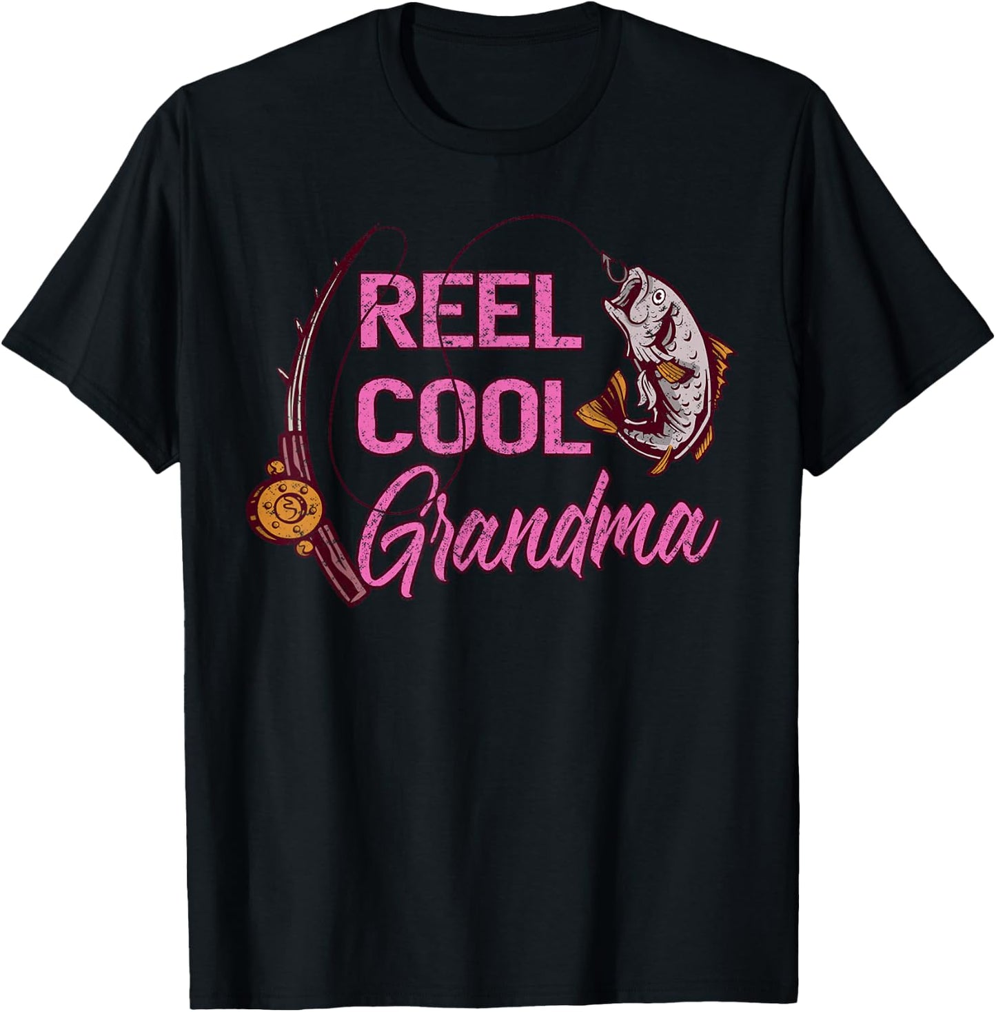 Reel Cool Grandma Woman Anglers Fishing T-Shirt - T-Shirt | Black