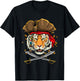 Pirate Tiger Face Jolly Roger Flag Nautical Wild Tiger Lover T-Shirt - T-Shirt | Black