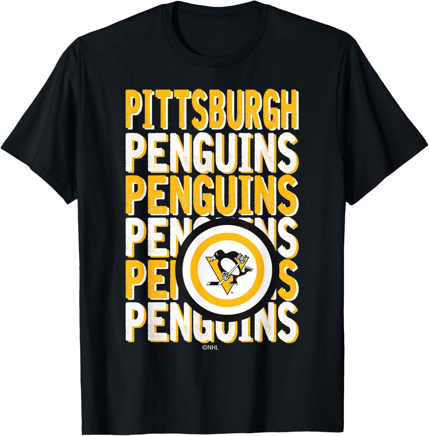 Pittsburgh Penguins Repeat Dark Heather Officially Licensed T-Shirt - T-Shirt | Black