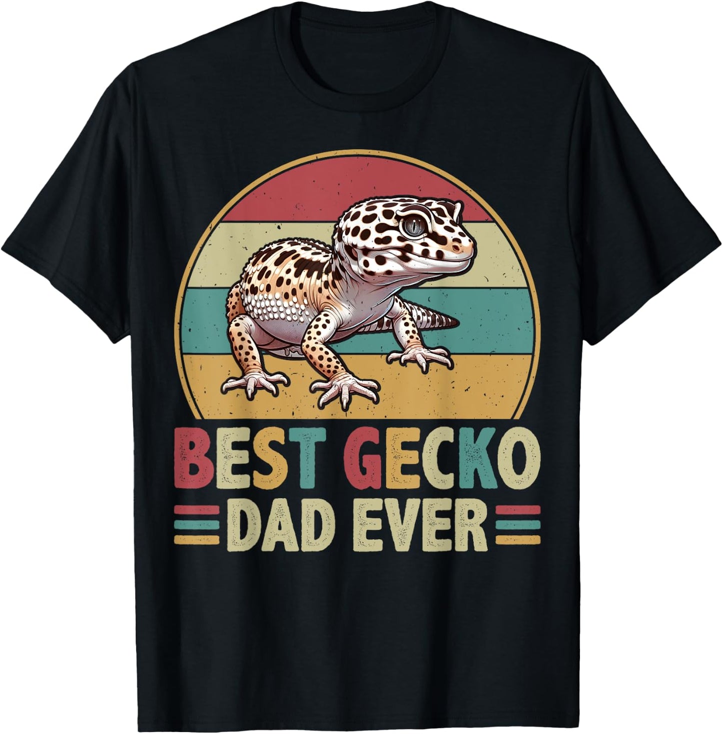 Best Gecko Dad Ever - Retro Leopard Gecko Lover Father's Day T-Shirt - T-Shirt | Black