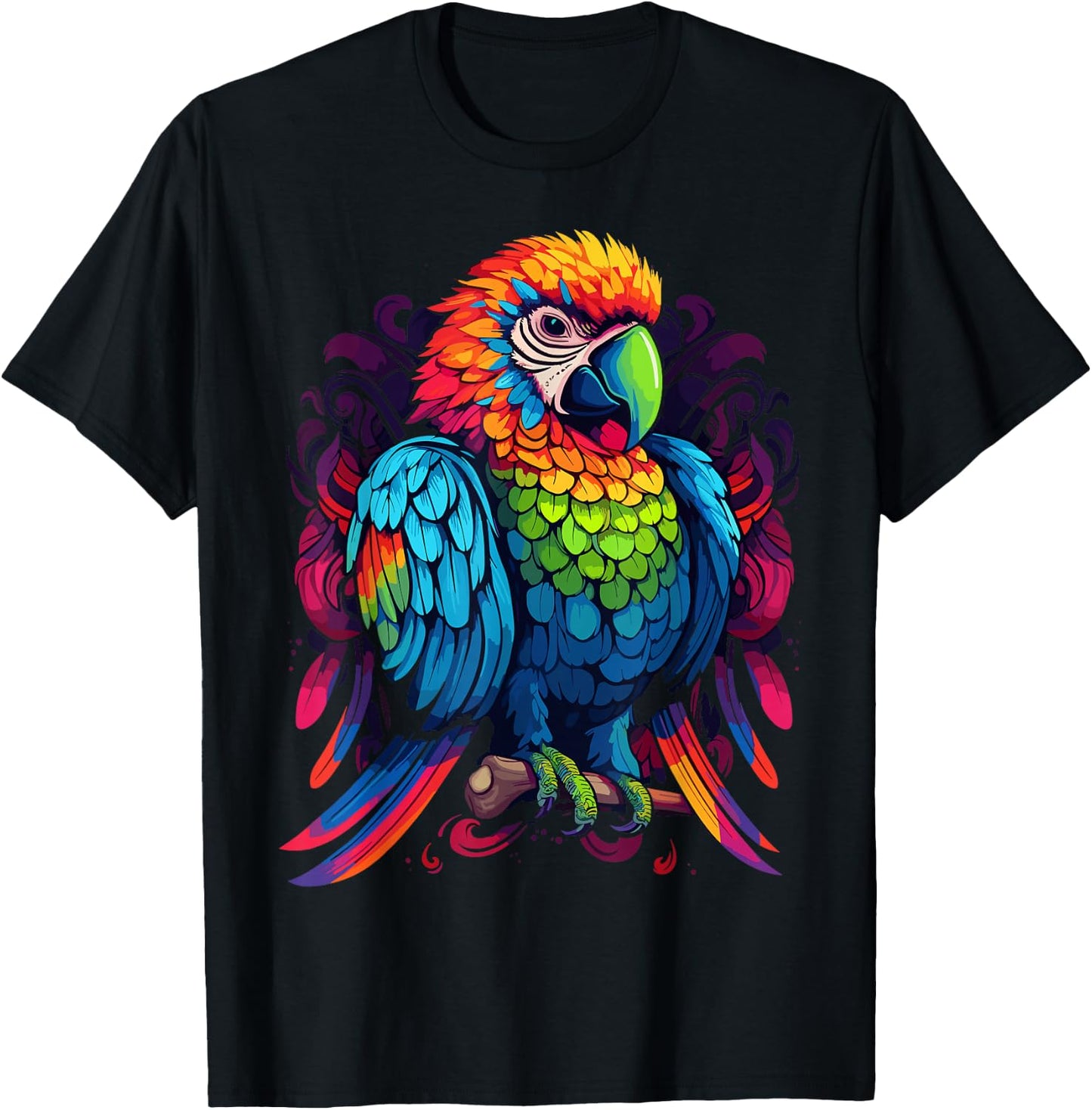 Colourful Parrot T-Shirt - T-Shirt | Black