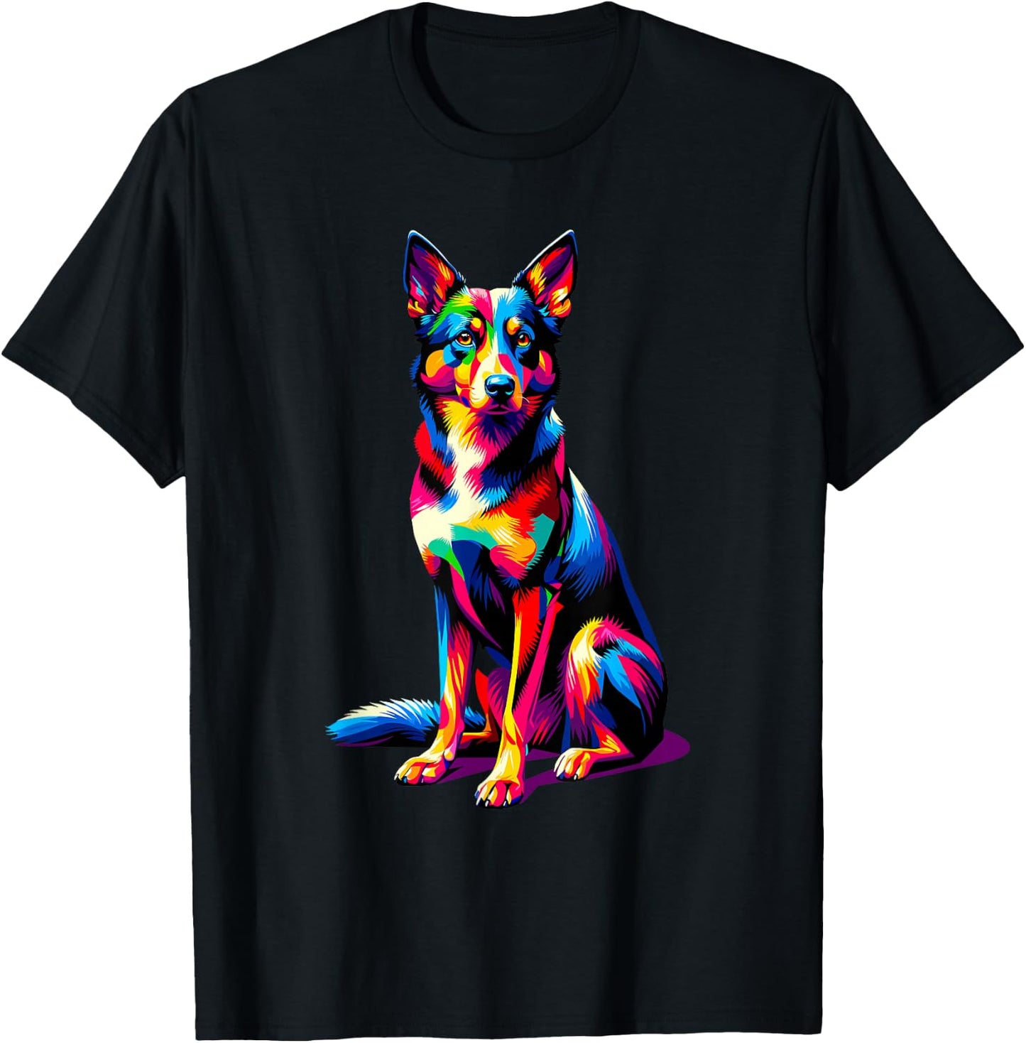 Colorful Pop Art Australian Kelpie Sheepdog T-Shirt - T-Shirt | Black