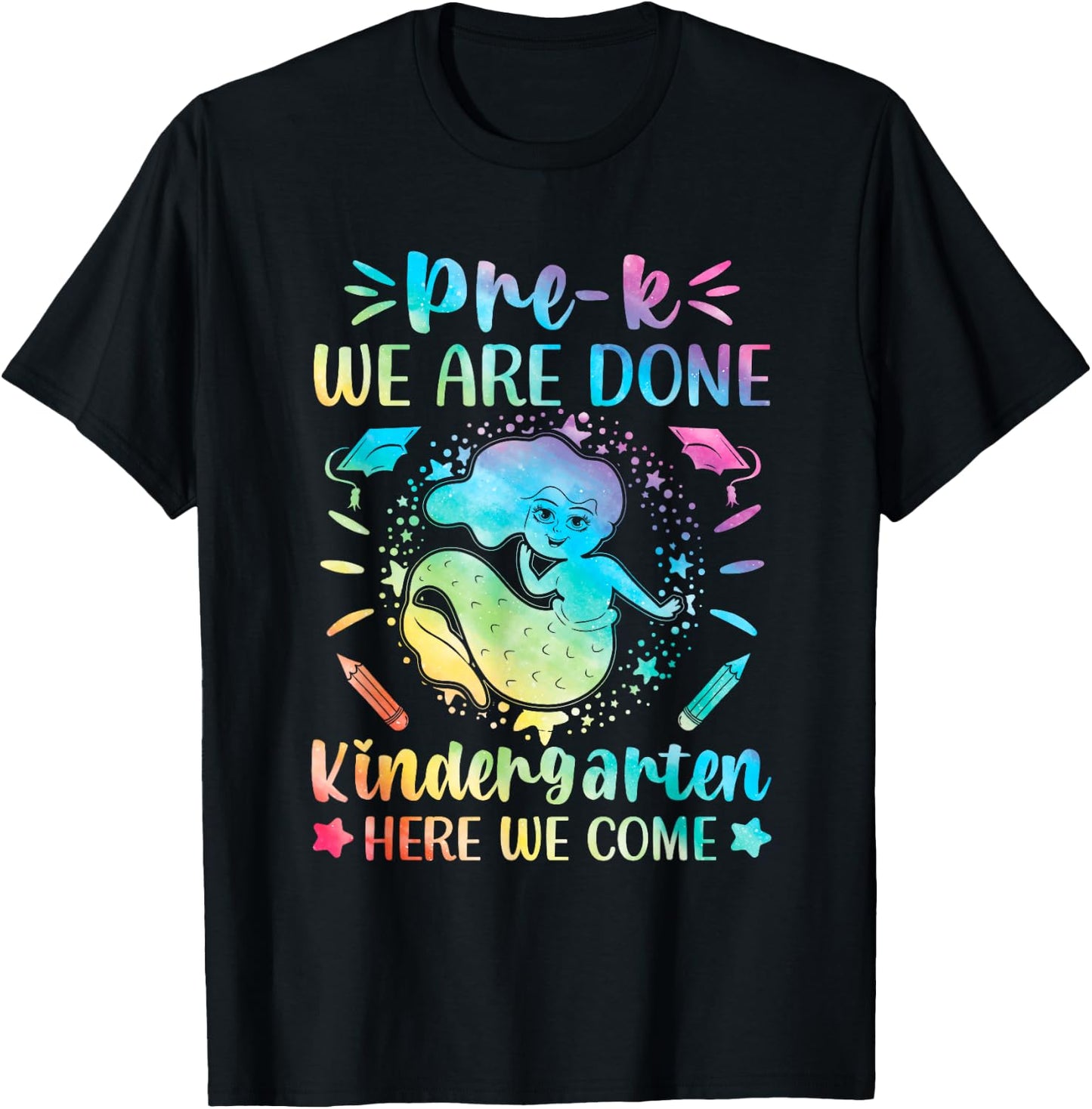 Prek graduation shirt last day Pre K mermaid tie dye T-Shirt - T-Shirt | Black