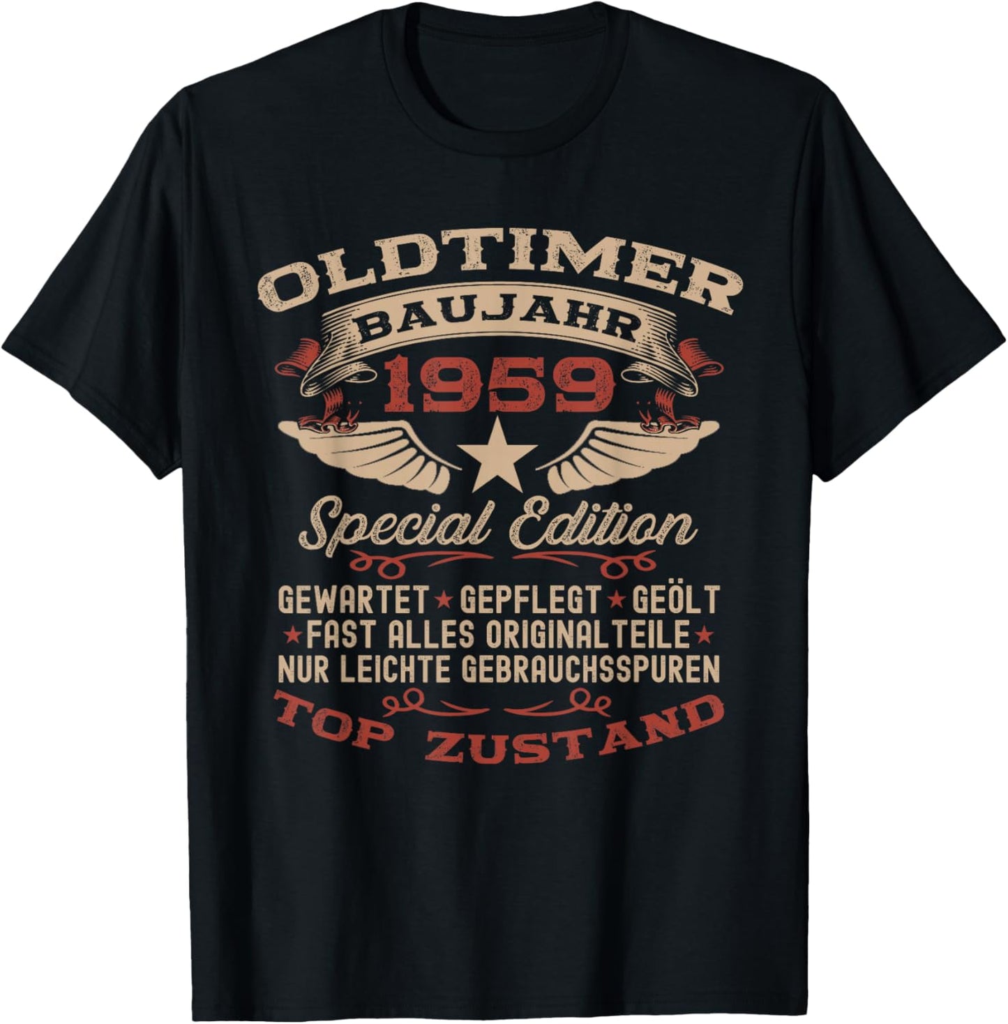 65th Birthday Gift Vintage 1959 Vintage Car Funny , black T-Shirt - T-Shirt | Black