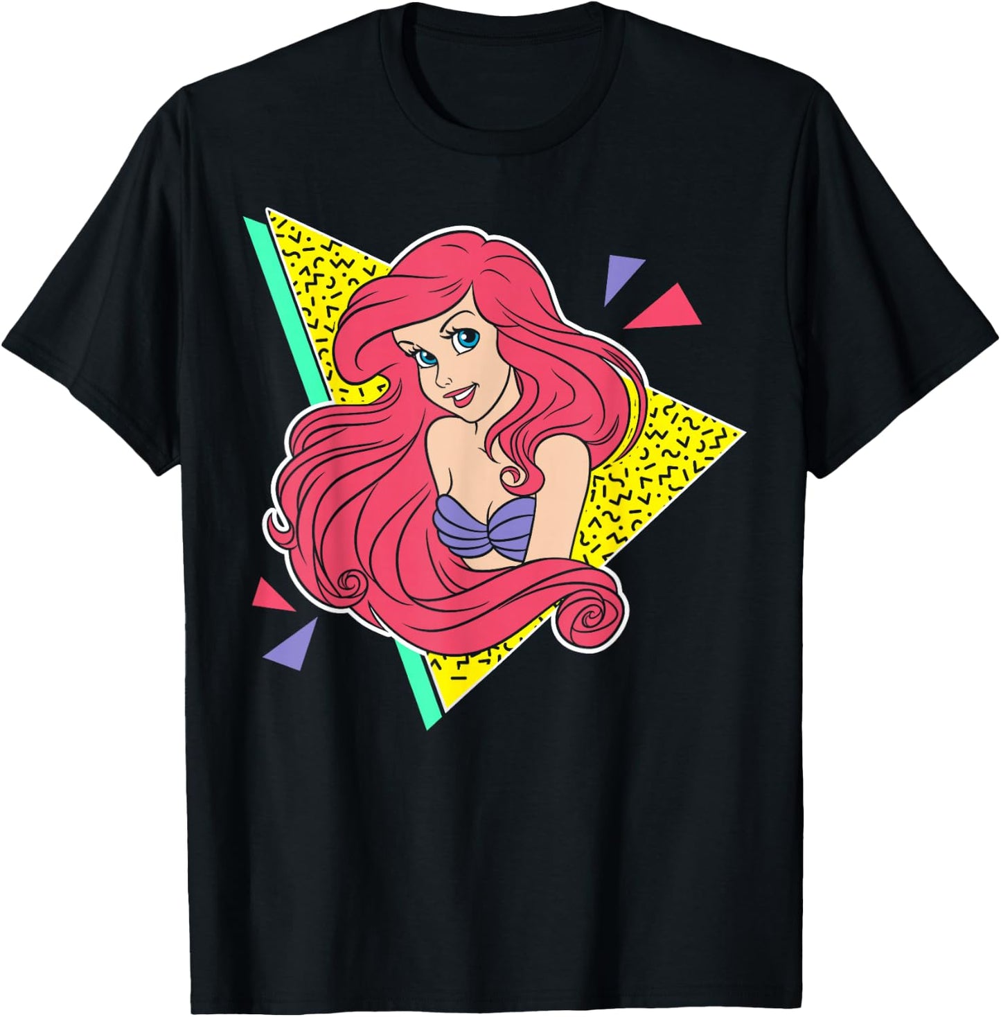 Disney Little Mermaid Ariel Retro 80's Style Graphic T-Shirt - T-Shirt | Black