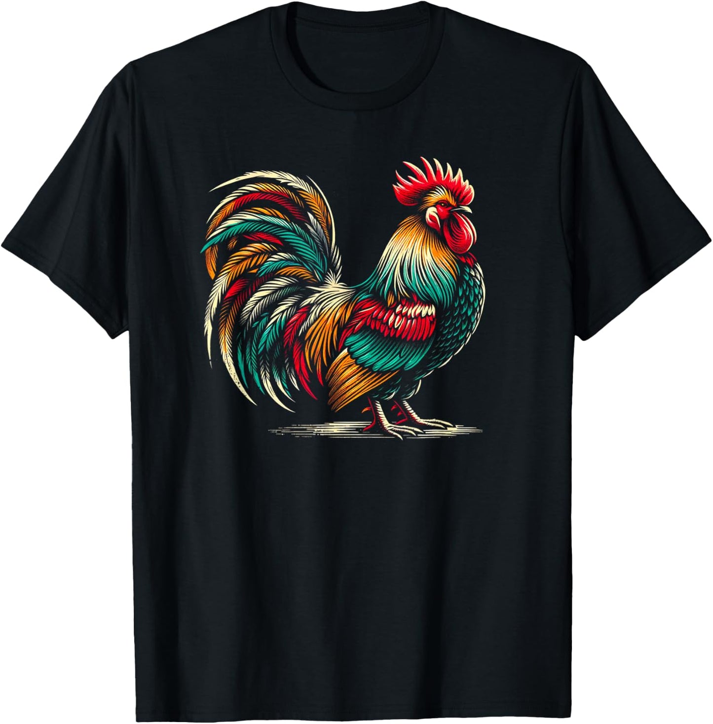 Colorful Rooster T-Shirt - T-Shirt | Black