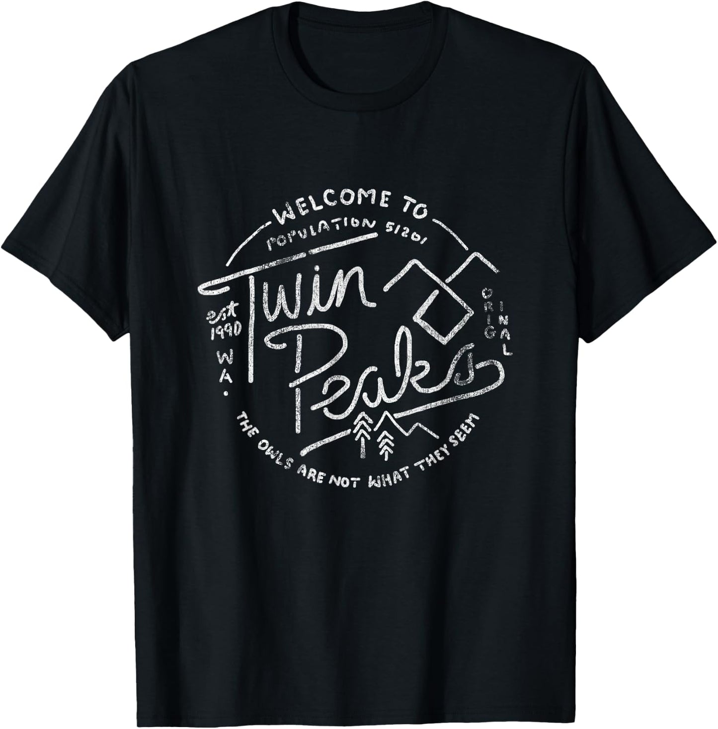 Twin Peaks Welcome To Twin Peaks Distressed Logo , Black, S T-Shirt - T-Shirt | Black