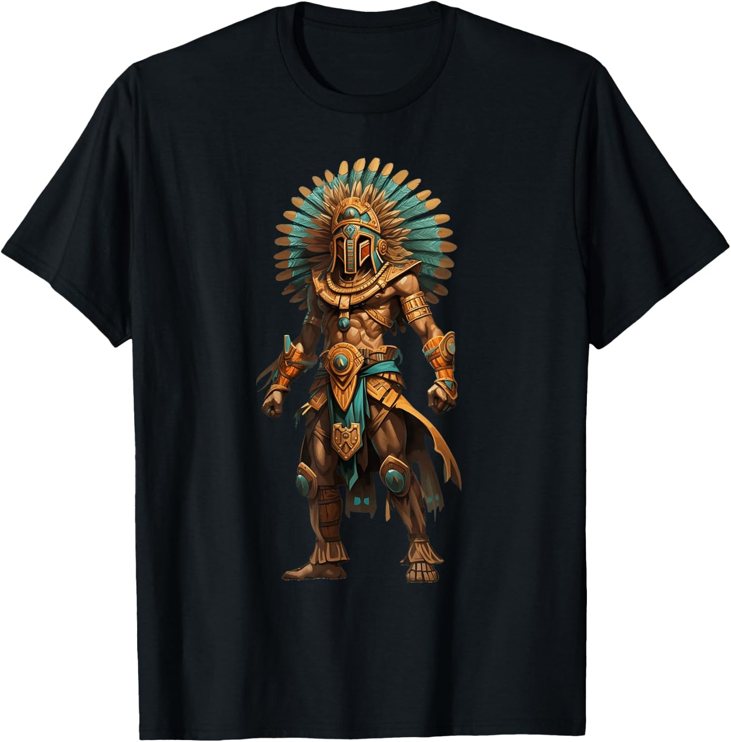 Aztec Jaguar Warrior Native Mexican Mythology Men Women T-Shirt - T-Shirt | Black