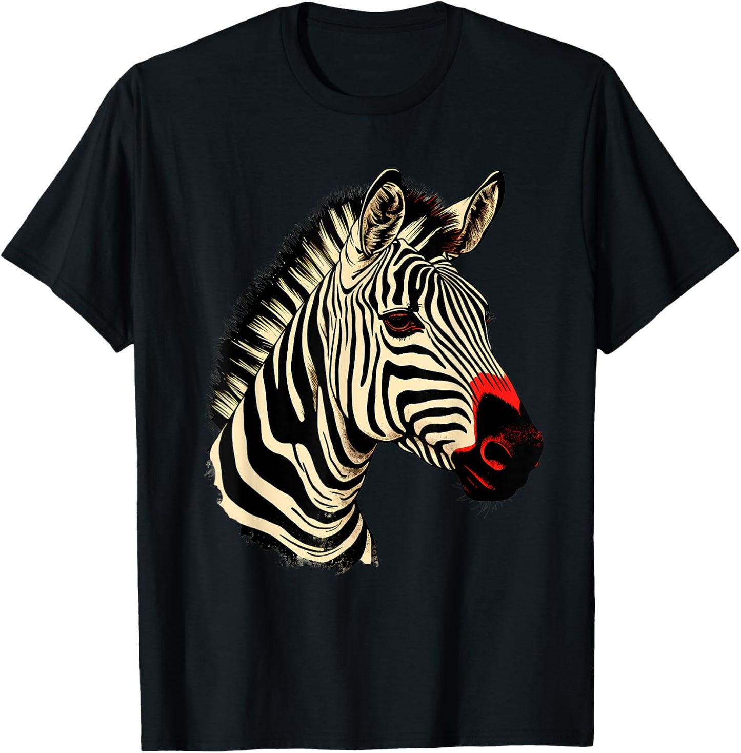 Zebra Portrait Artwork Wildlife Safari Nature Animal Art T-Shirt - T-Shirt | Black