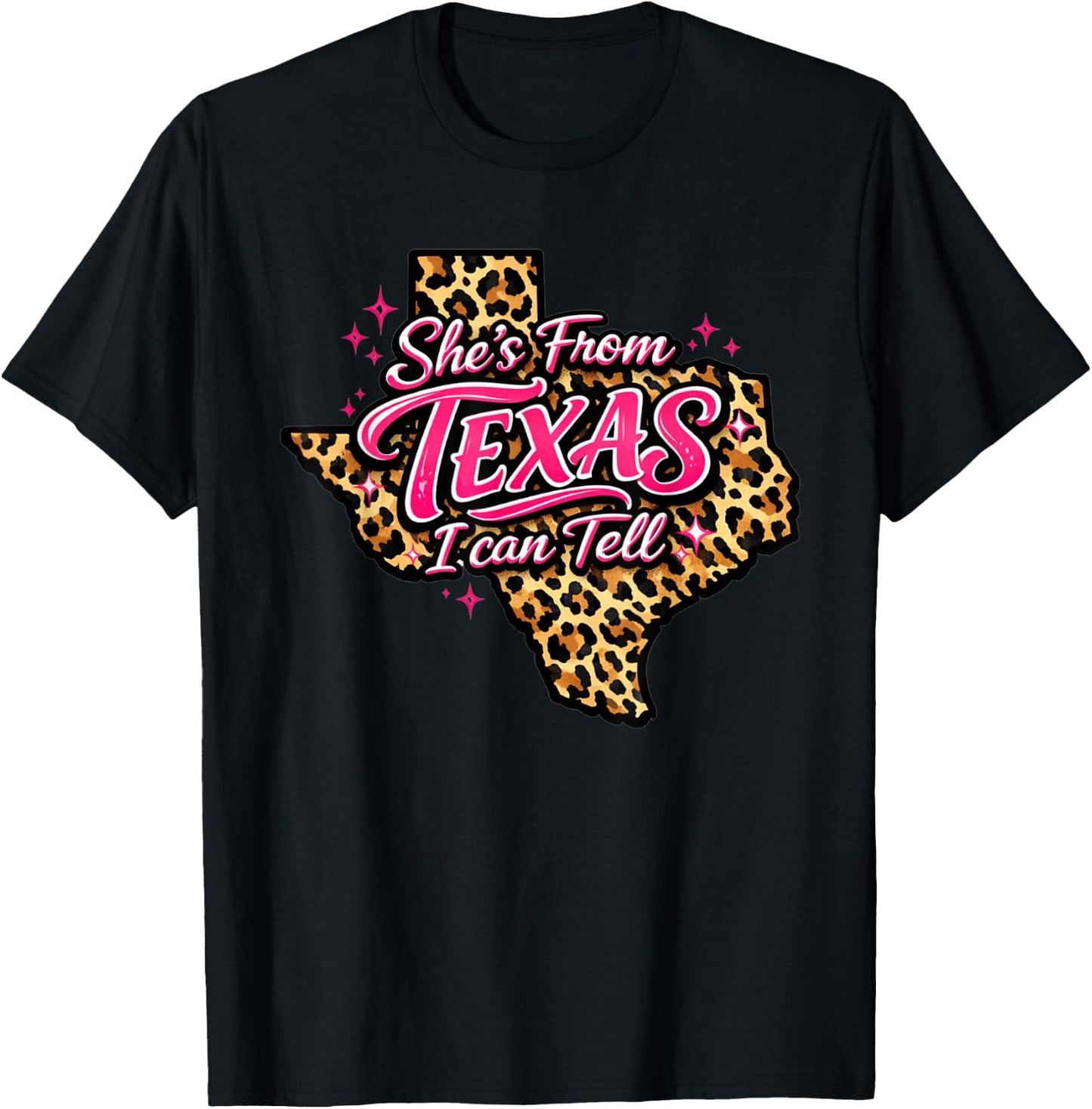 Leopard She's from Texas I Can Tell T-Shirt - T-Shirt | Black