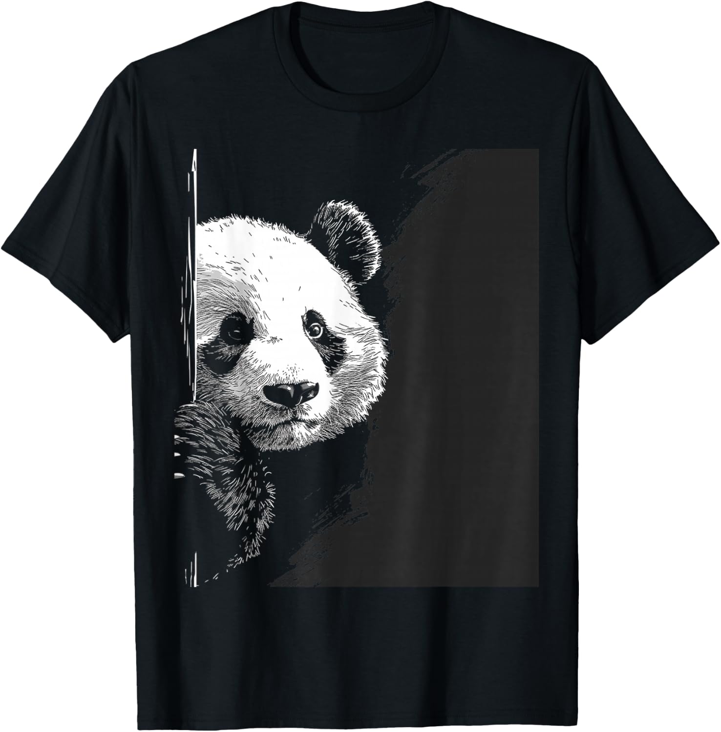 Panda Drawing Animal Motif Art Panda T-Shirt - T-Shirt | Black