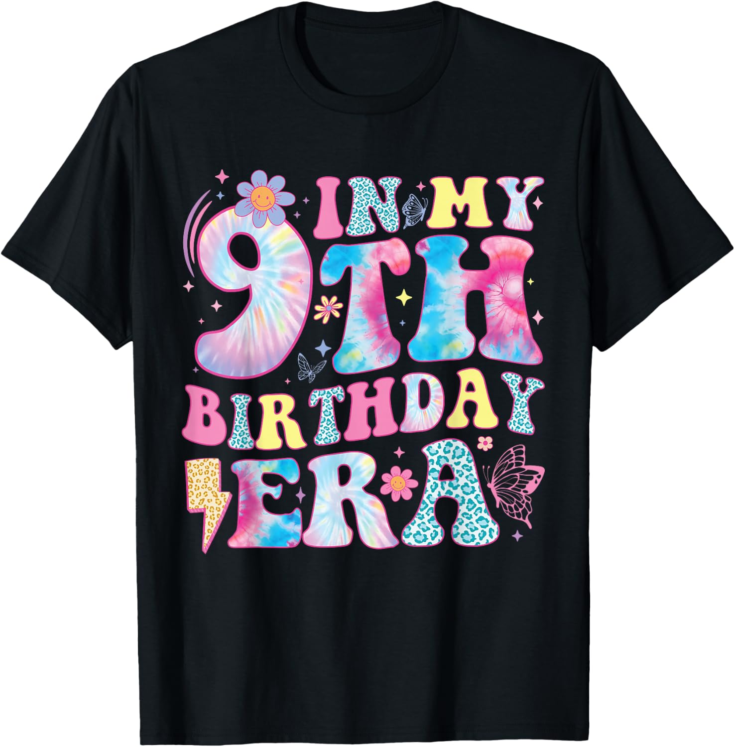 in My 9th Birthday Era Nine Bday 9 Year Old Birthday Girl T-Shirt - T-Shirt | Black