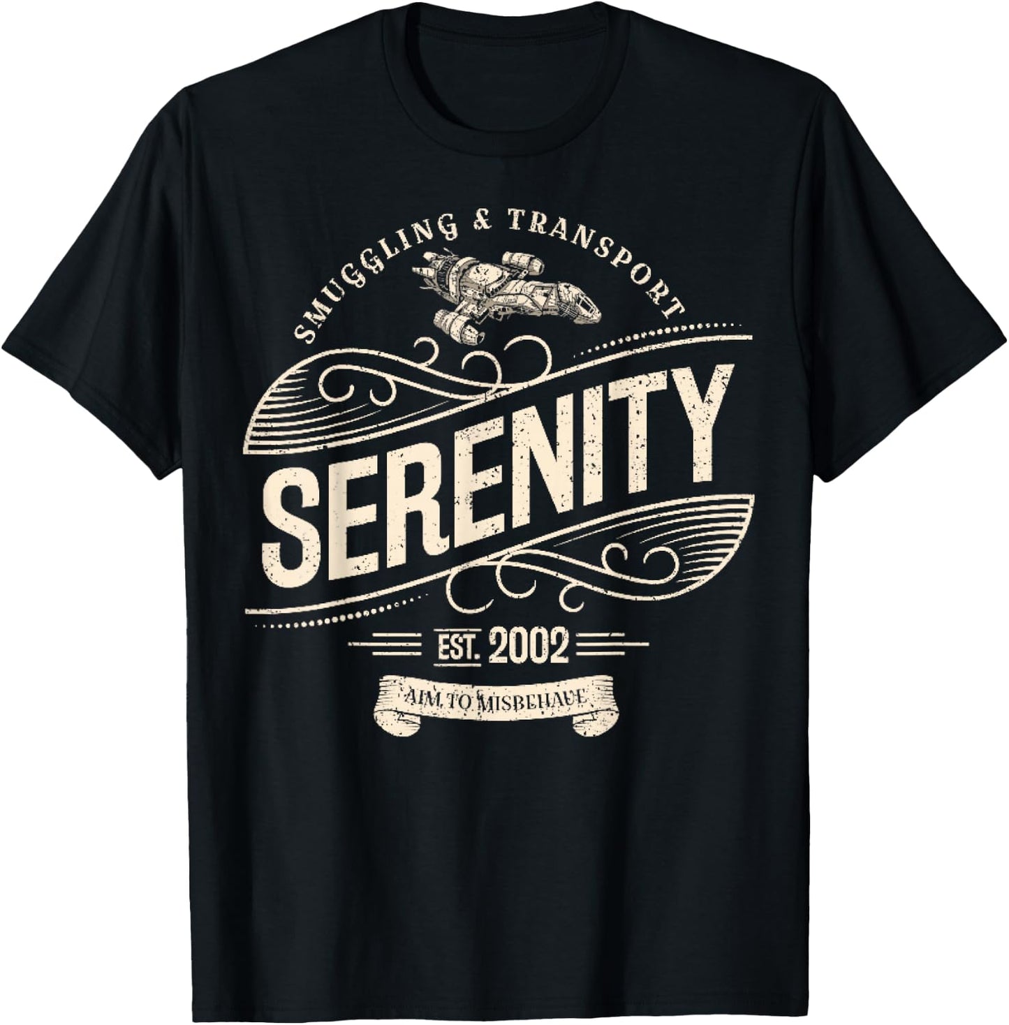 Vintage Serenity Smuggling and Transport Firefly T-Shirt - T-Shirt | Black