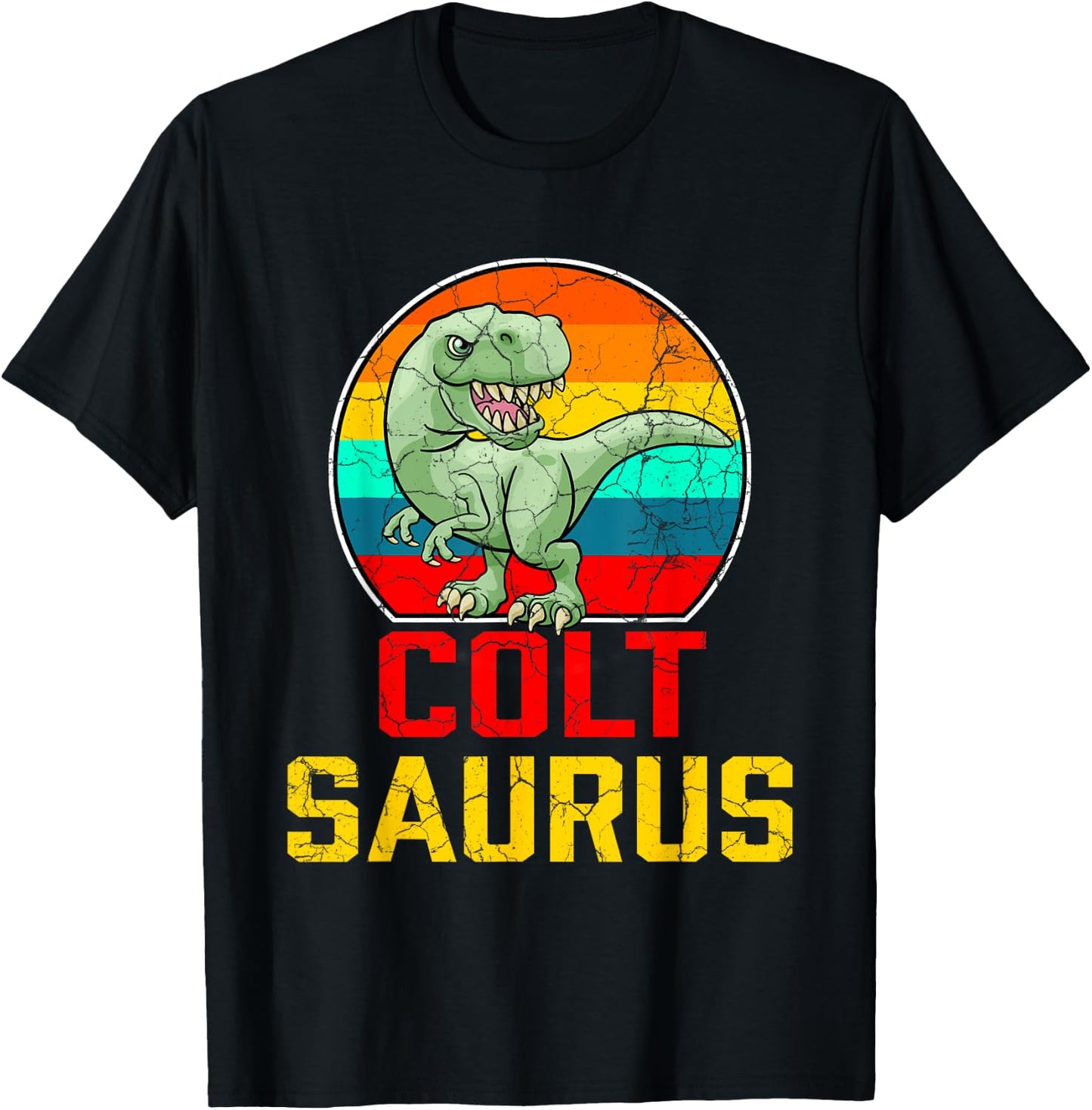 Colt Saurus Family Reunion Last Name Team Funny Custom T-Shirt - T-Shirt | Black